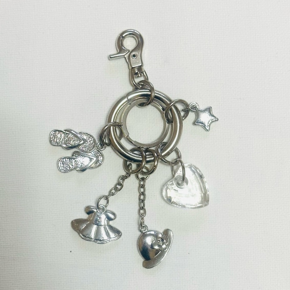 Free With Any Purchase!! Silver Charm Keychain with Heart and Star